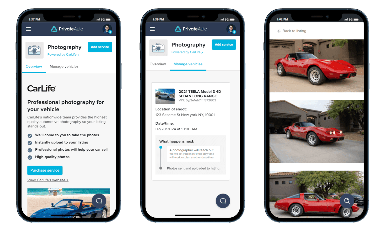 CarLife screens in PrivateAuto App