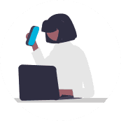 Lady on the phone and laptop icon