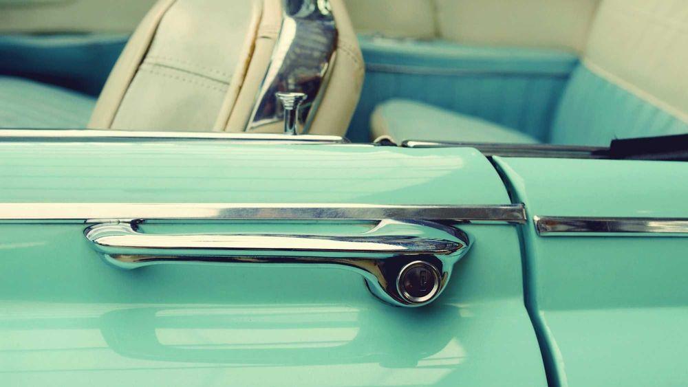 Light green classic car door handle 