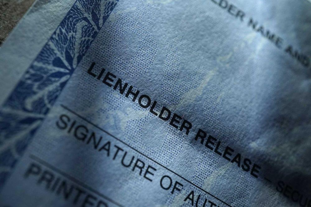 Close up picture of a vehicle title