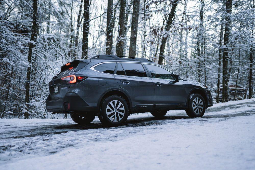 Subaru Outback on a snowy trail